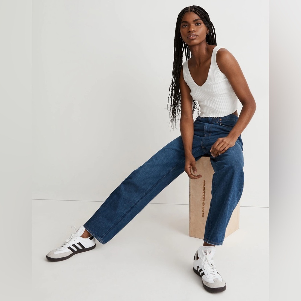 NWT Madewell Baggy Straight Jeans in Dark Worn Indigo Wash Size 27 - Picture 2 of 15